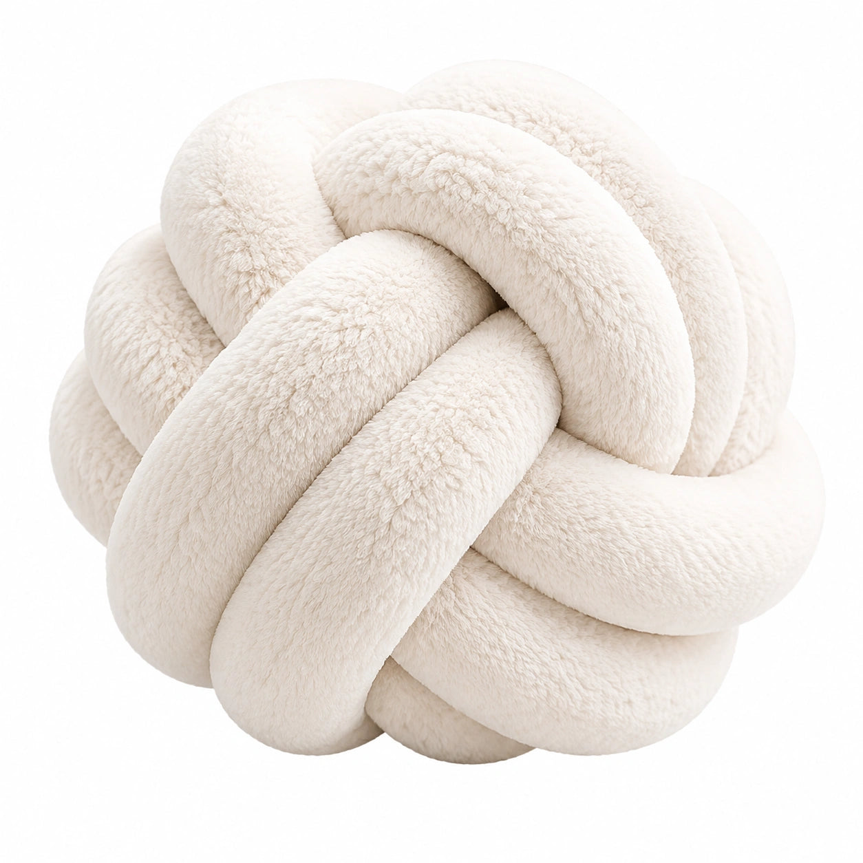 Knoten-Kissen 30 cm aus Plüsch in Creme weich dekorativ