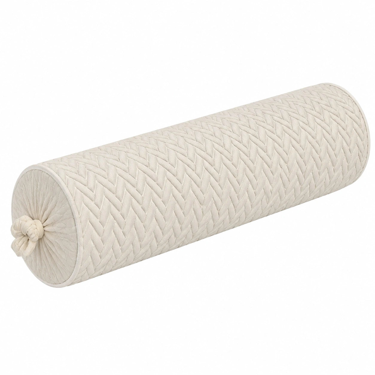 Nackenrolle 15 x 45 cm aus Webstoff in Creme mit Fischgrätmuster