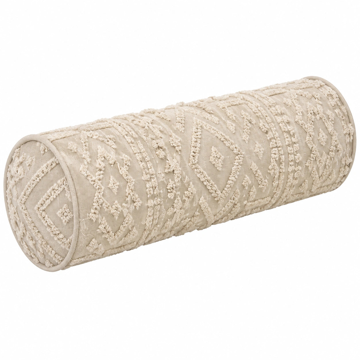 Nackenrolle 20 x 50 cm Textil Creme mit Strukturmuster für Sofa und Bett