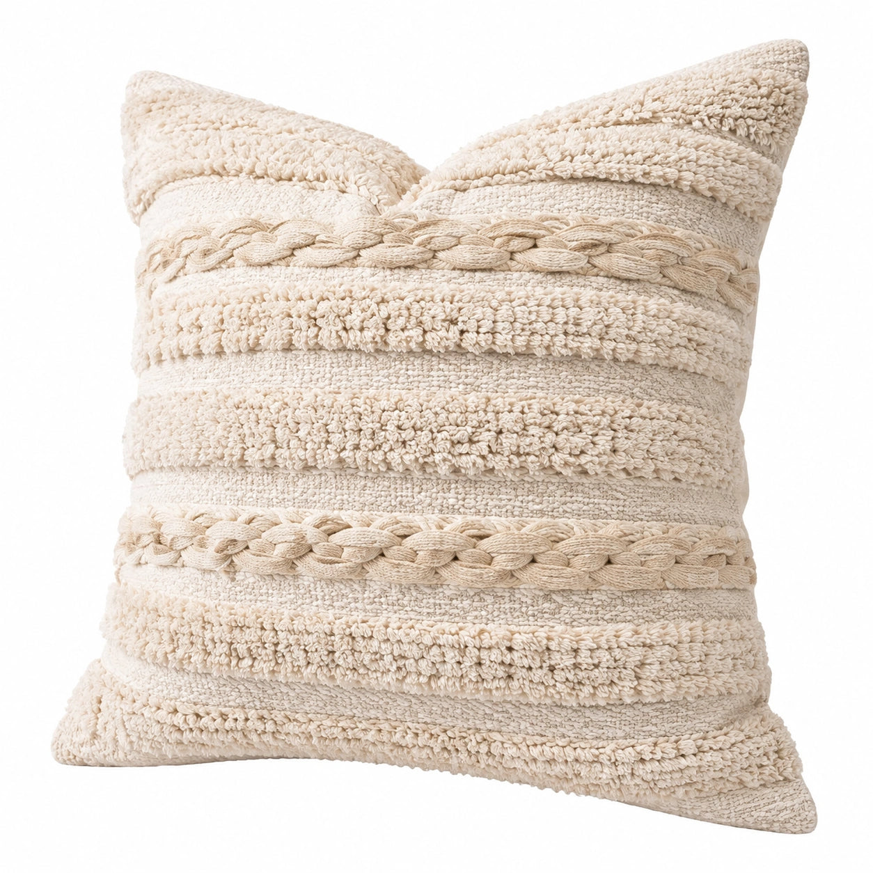 Dekokissen 45 x 45 cm Creme Textil mit Strukturmuster