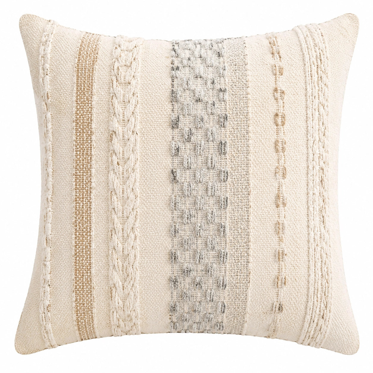 Dekokissen 45 x 45 cm aus Textil in Creme Grau mit Strukturmuster
