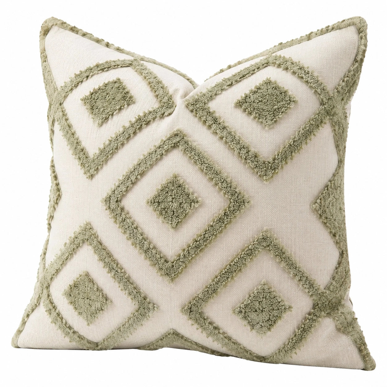 Dekokissen 45 x 45 cm Textil Creme Salbeigrün mit Strukturmuster