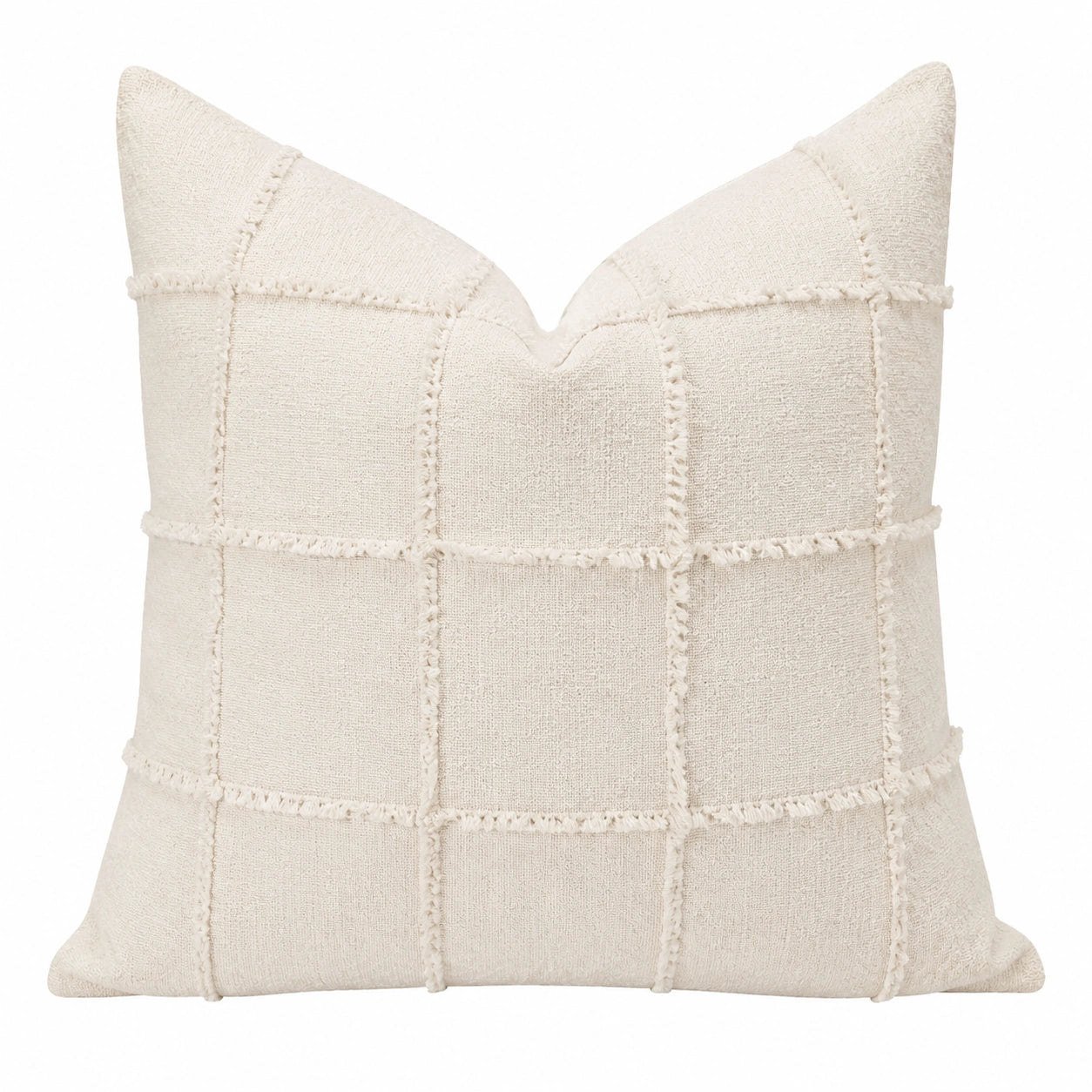 Dekokissen 45 x 45 cm aus Webstoff in Creme mit Strukturmuster