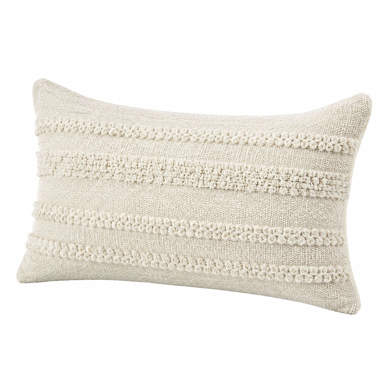 Dekokissen 50 x 30 cm Textil Creme strukturiert