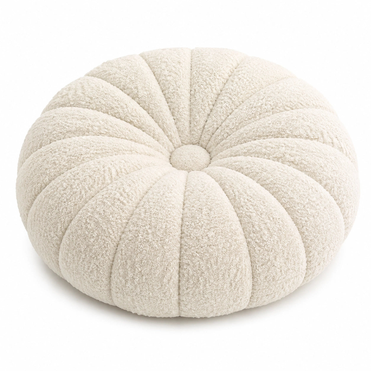 Rundes Zierkissen 50 cm Bouclé Polyester Creme dekorativ