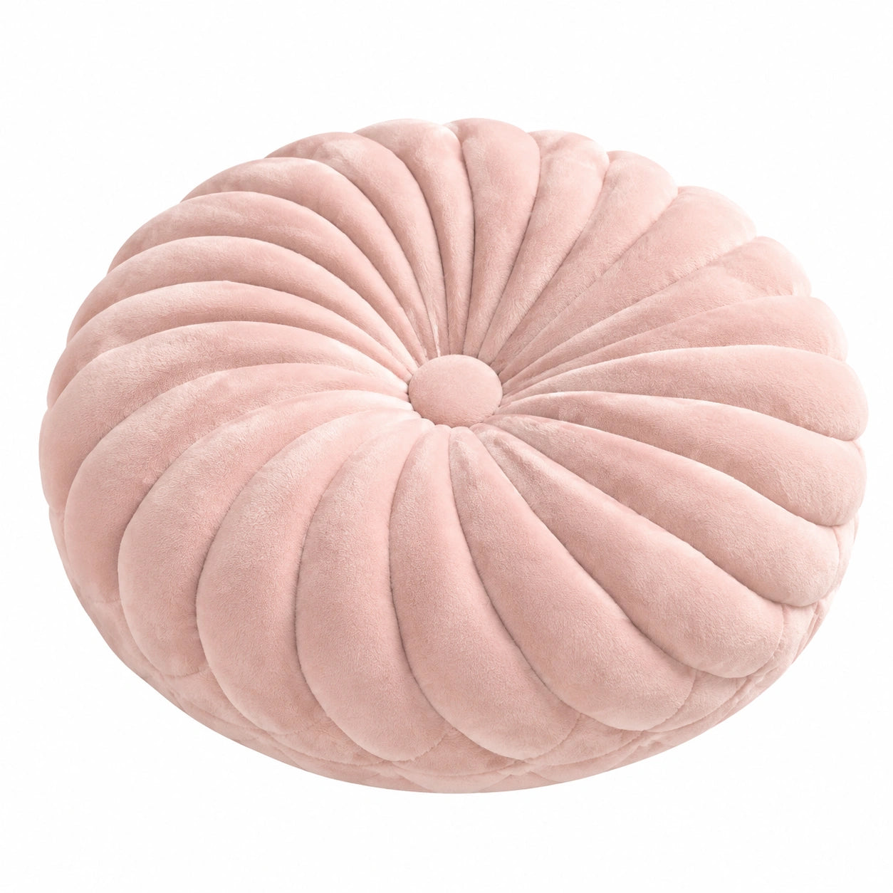 Rundkissen 40 cm Rosa mit Samtbezug und Faltenstruktur